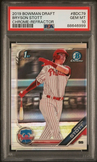 2019 Bowman Draft Bdc79 Bryson Stott Chrome-refractor PSA 10