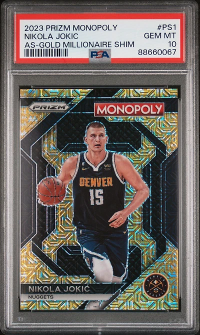 2023 Panini Prizm Monopoly All-star Ps1 Nikola Jokic Gold Millionaire Shimmer PSA 10