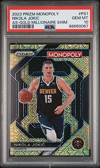 2023 Panini Prizm Monopoly All-star Ps1 Nikola Jokic Gold Millionaire Shimmer PSA 10