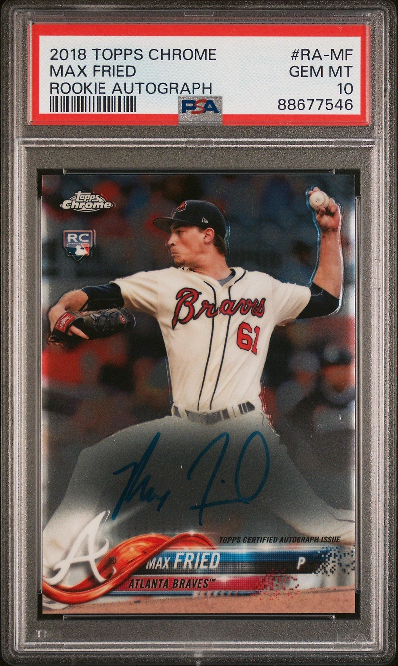 2018 Topps Chrome Rookie Autograph Ra-mf Max Fried PSA