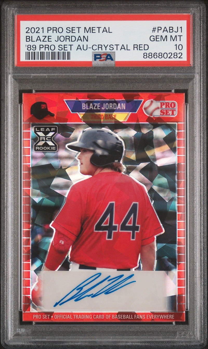 2021 Leaf Pro Set Metal 1989 Pro Set Autographs Pabj1 Blaze Jordan Crystal Red PSA 10