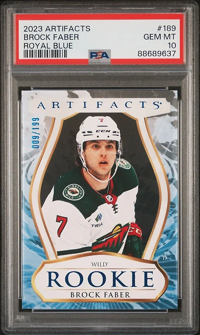 2023 Upper Deck Artifacts 189 Brock Faber Royal Blue PSA 10