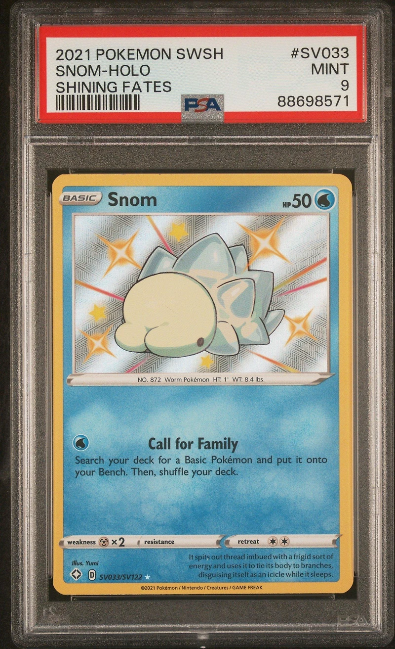 2021 Pokemon Sword & Shield Shining Fates Sv033 Snom-holo PSA