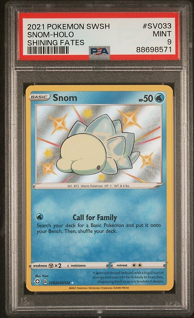 2021 Pokemon Sword & Shield Shining Fates Sv033 Snom-holo PSA