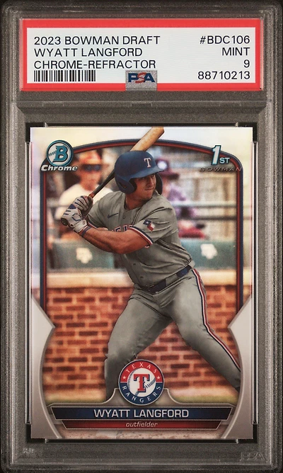 2023 Bowman Draft Bdc106 Wyatt Langford Chrome-refractor PSA 9