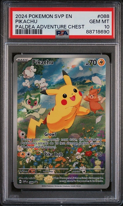 2024 Pokemon Svp En-sv Black Star Promo 088 Pikachu Paldea Adventure Chest PSA