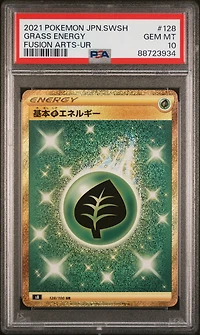 2021 Pokemon Japanese Sword & Shield Fusion Arts 128 Grass Energy Ultra Rare PSA 10