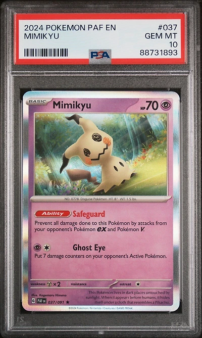 2024 Pokemon Paf En-paldean Fates 037 Mimikyu PSA 10