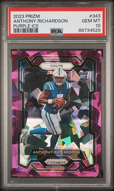 2023 Panini Prizm 343 Anthony Richardson Purple Ice PSA 10