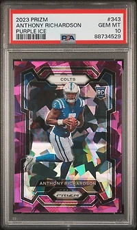 2023 Panini Prizm 343 Anthony Richardson Purple Ice PSA 10