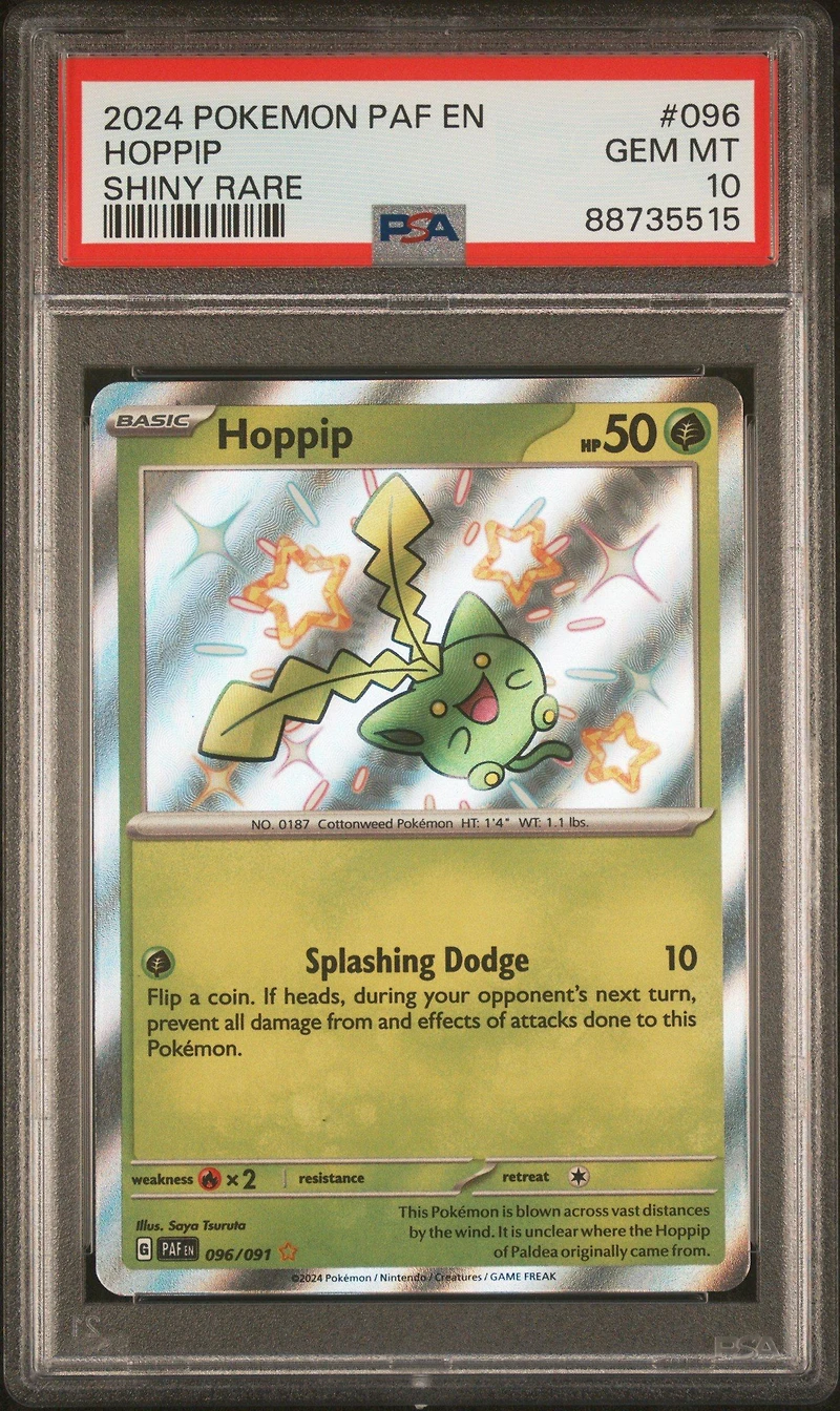2024 Pokemon Paf En-paldean Fates 096 Hoppip Shiny Rare PSA 10