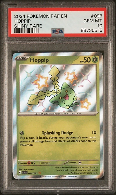 2024 Pokemon Paf En-paldean Fates 096 Hoppip Shiny Rare PSA 10