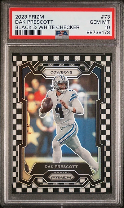 2023 Panini Prizm 73 Dak Prescott Black & White Checker PSA 10