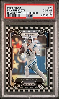 2023 Panini Prizm 73 Dak Prescott Black & White Checker PSA 10