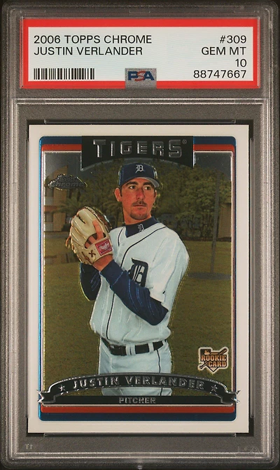 2006 Topps Chrome 309 Justin Verlander PSA 10