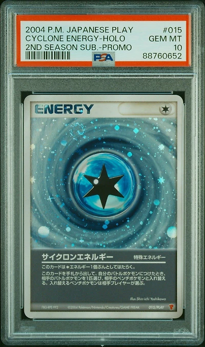 2004 Pokemon Japanese Play Promo 015 Cyclone Energy-holo 2nd Season Subscription PSA 10