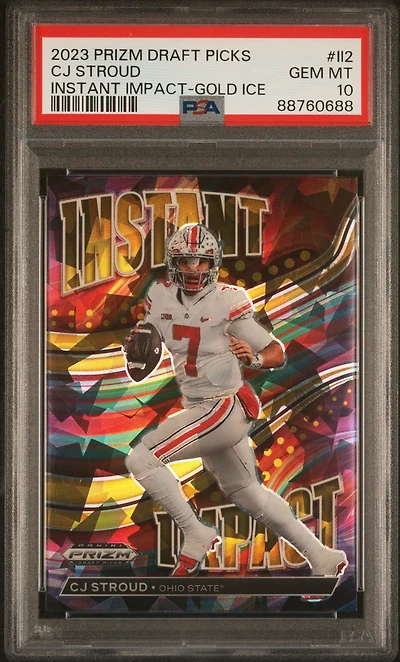 2023 Panini Prizm Draft Picks Instant Impact Ii2 Cj Stroud Gold Ice Prizm PSA 10