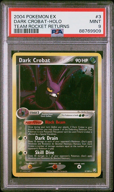2004 Pokemon Ex Team Rocket Returns 3 Dark Crobat-holo PSA 9