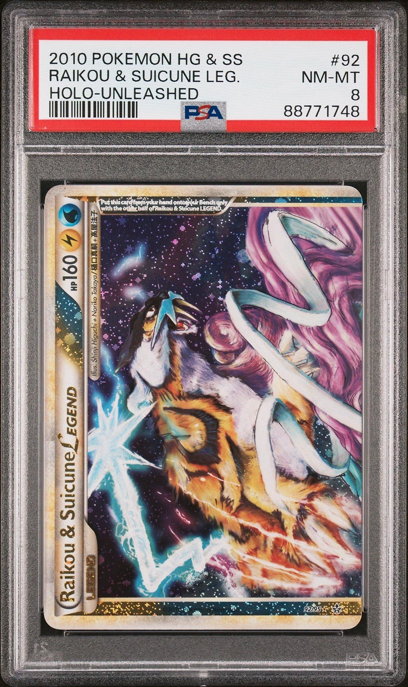 2010 Pokemon Heartgold & Soulsilver Unleashed Raikou & Suicune Legend-holo PSA