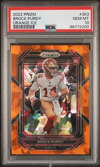 2022 Panini Prizm 353 Brock Purdy Orange Ice PSA 10