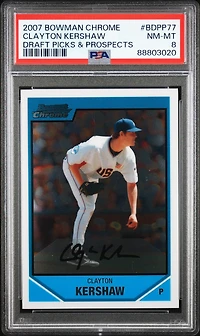 2007 Bowman Chrome Draft Picks & Prospects Bdpp77 Clayton Kershaw PSA 8