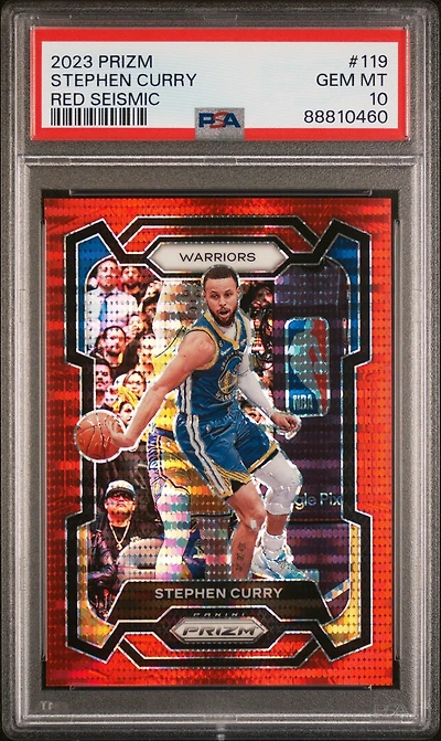 2023 Panini Prizm 119 Stephen Curry Red Seismic PSA 10