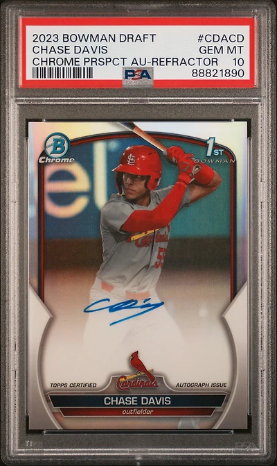 2023 Bowman Draft Chrome Prospect Autograph Cdacd Chase Davis Refractor PSA 10