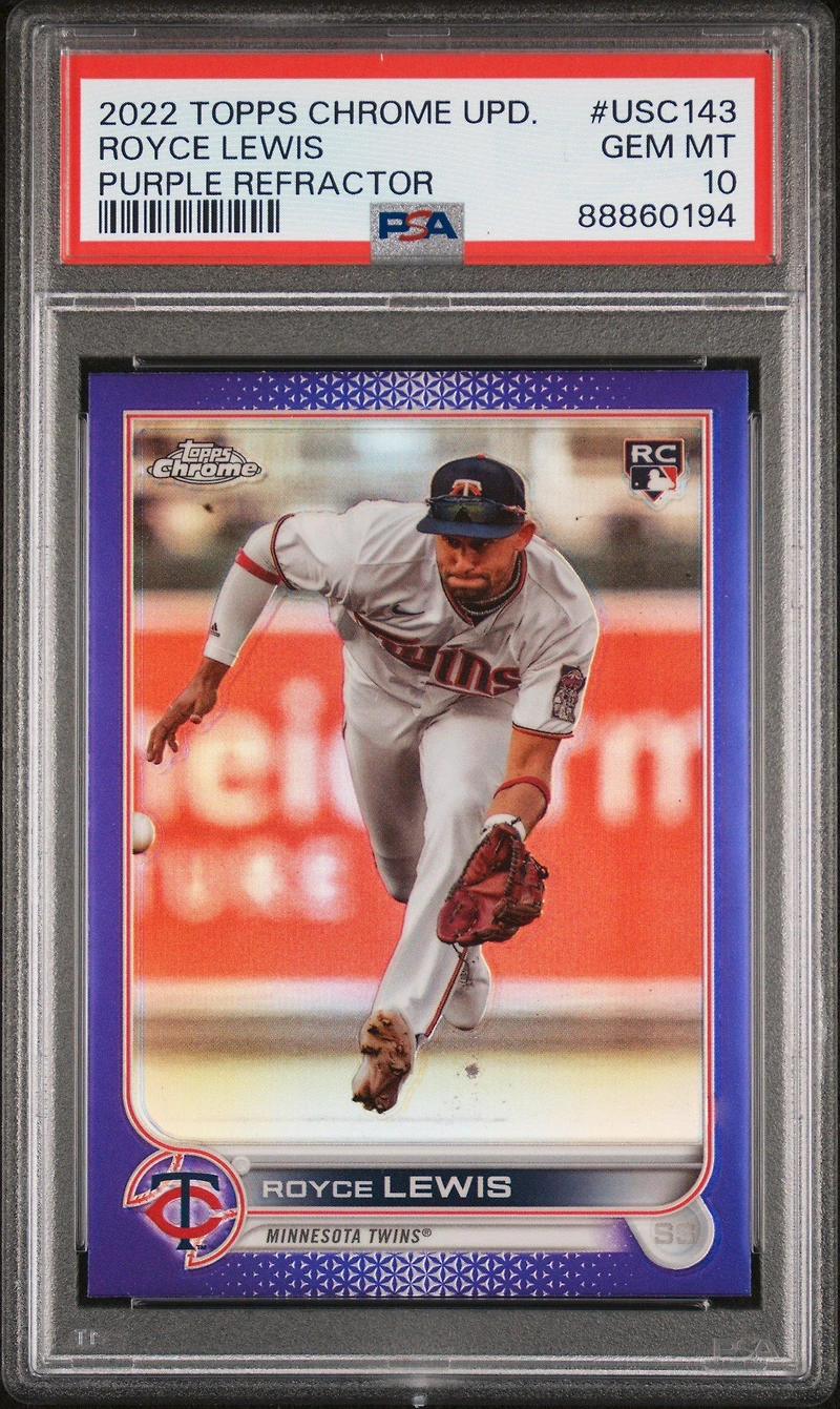 2022 Topps Chrome Update Usc143 Royce Lewis Purple Refractor PSA 10