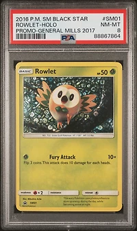 2016 Pokemon Sm Black Star Promo Sm01 Rowlet-holo General Mills 2017 PSA 8