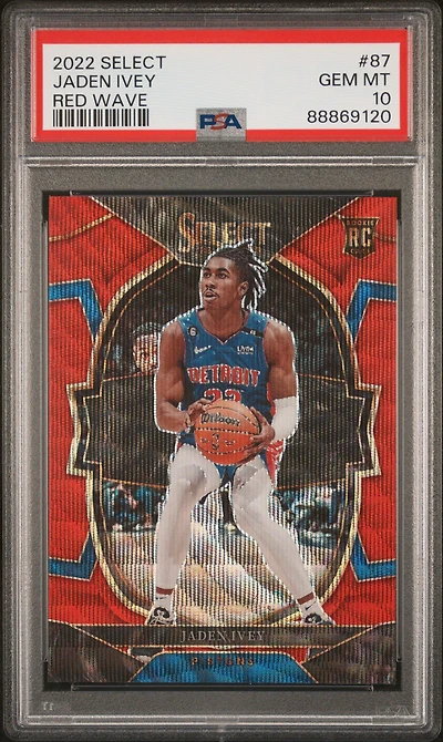 2022 Panini Select 87 Jaden Ivey Red Wave PSA 10