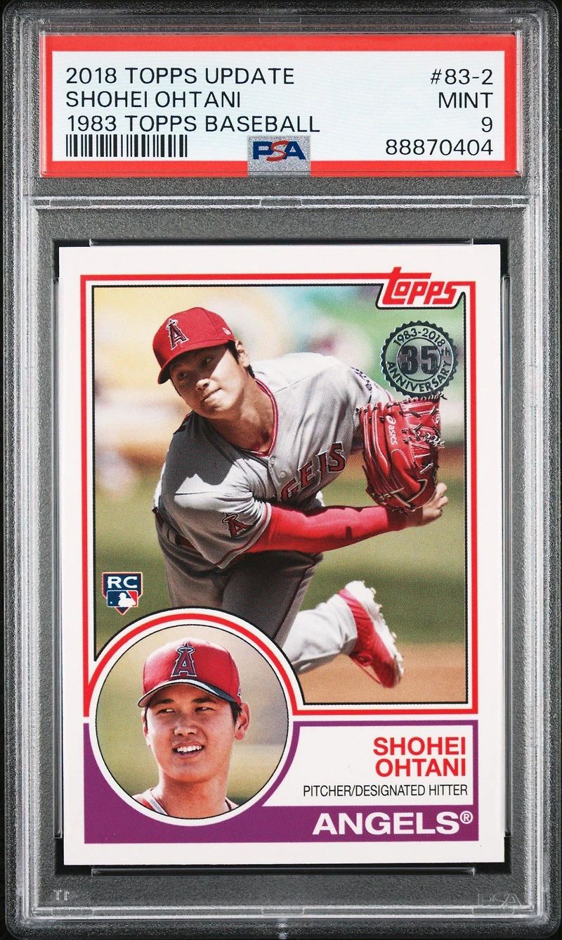 2018 Topps Update 1983 Topps Baseball 83-2 Shohei Ohtani PSA 9
