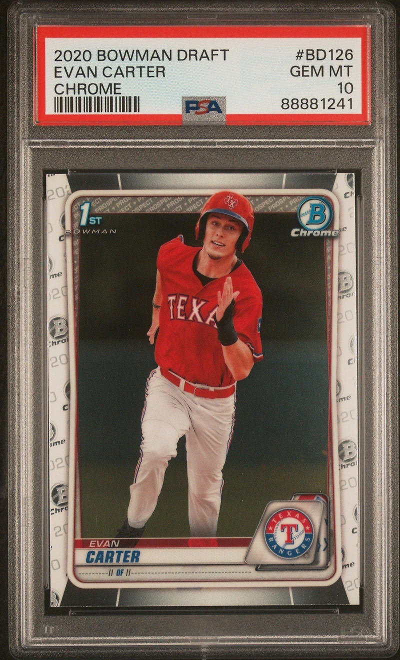 2020 Bowman Draft Bd126 Evan Carter Chrome PSA 10