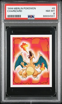 1999 Merlin Pokemon 6 Charizard PSA 8