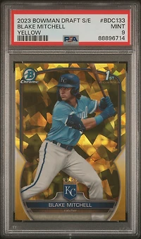 2023 Bowman Draft Sapphire Edition Bdc133 Blake Mitchell Yellow PSA 9