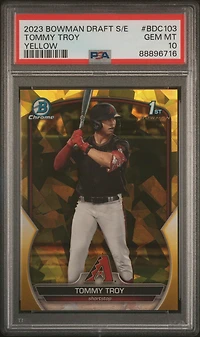 2023 Bowman Draft Sapphire Edition Bdc103 Tommy Troy Yellow PSA 10