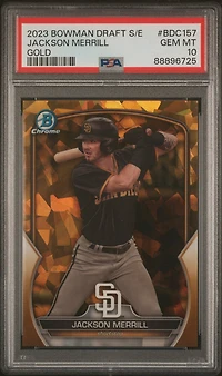 2023 Bowman Draft Sapphire Edition Bdc157 Jackson Merrill Gold PSA 10