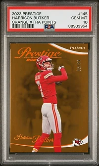 2023 Panini Prestige 145 Harrison Butker Orange Xtra Points PSA 10
