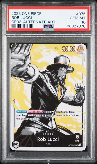 2023 One Piece Op03-pillars Of Strength 076 Rob Lucci Alternate Art PSA 10