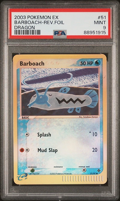 2003 Pokemon Ex Dragon 51 Barboach-reverse Foil PSA 9