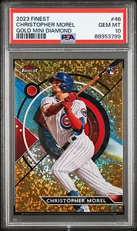 2023 Topps Finest 46 Christopher Morel Gold Mini Diamond PSA 10