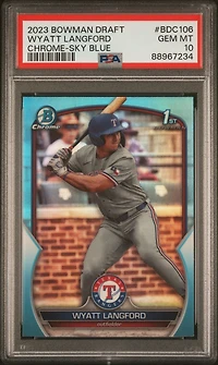 2023 Bowman Draft Bdc106 Wyatt Langford Chrome-sky Blue PSA 10
