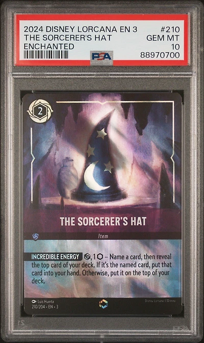 2024 Disney Lorcana En 3-into The Inklands 210 The Sorcerer's Hat Enchanted PSA