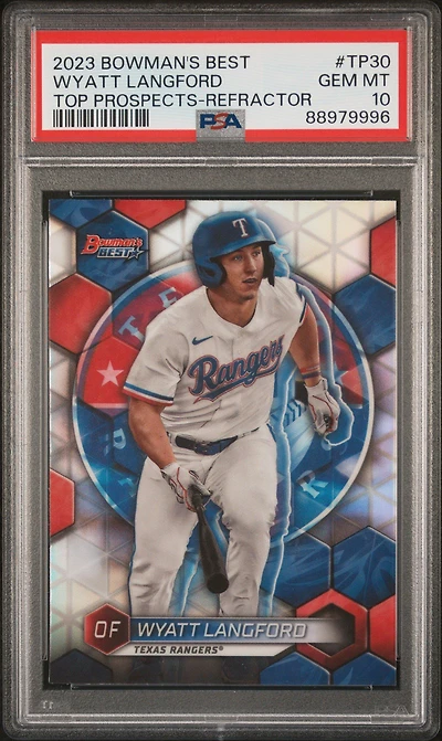 2023 Bowman's Best Top Prospects Tp30 Wyatt Langford Refractor PSA 10