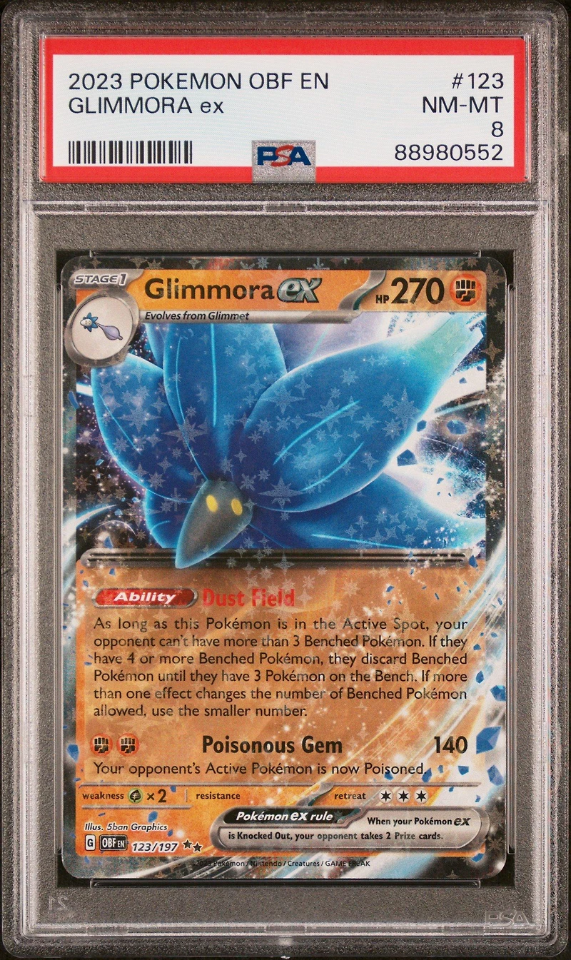 2023 Pokemon Obf En-obsidian Flames 123 Glimmora Ex PSA 8