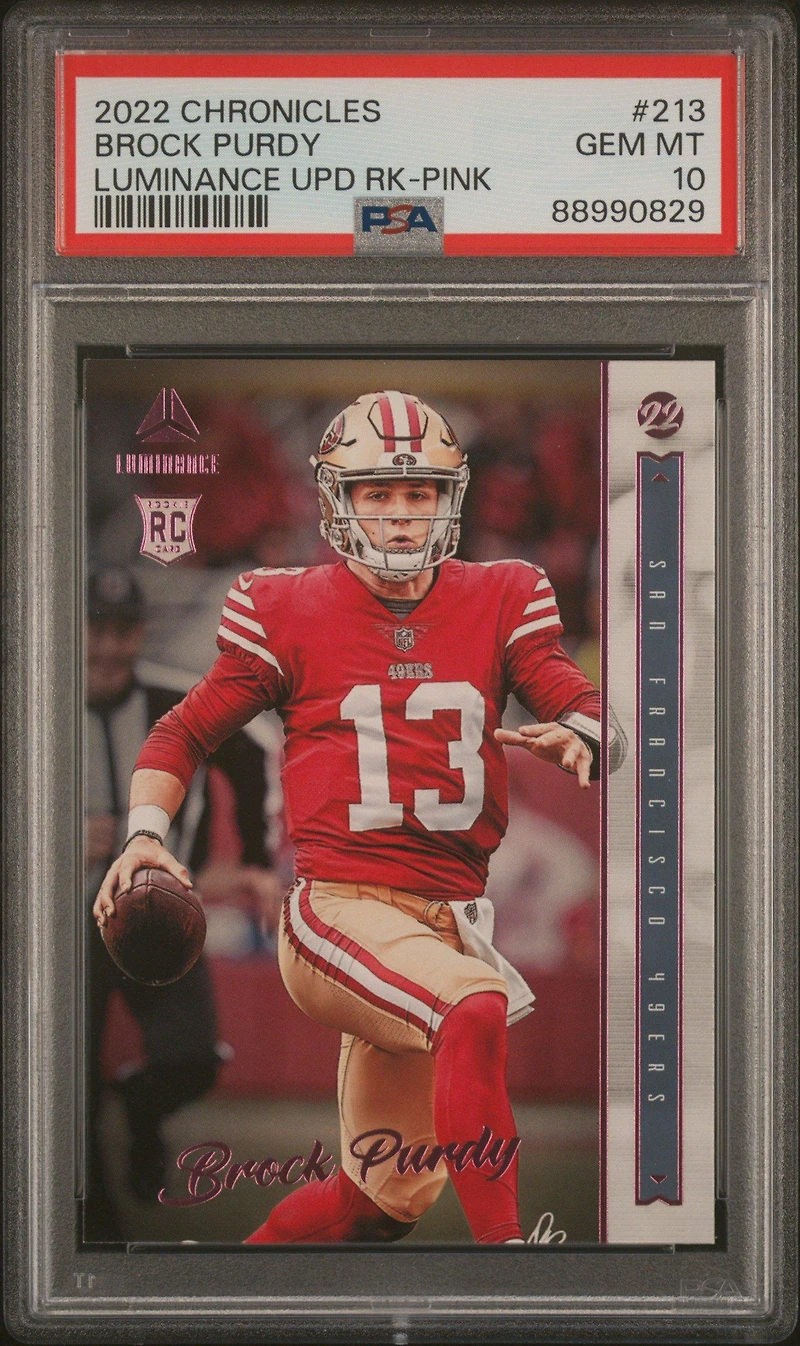 2022 Panini Chronicles Luminance Update Rookies 213 Brock Purdy PSA