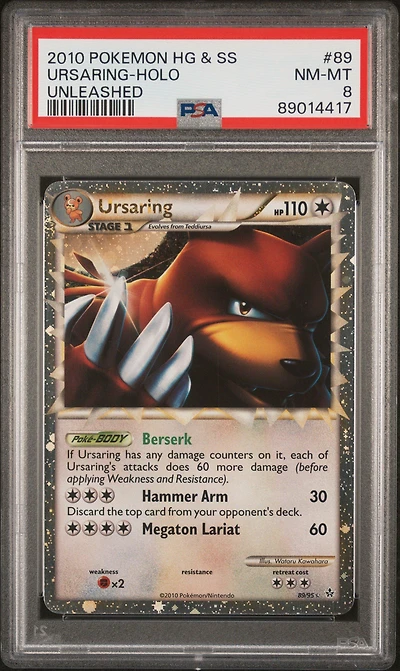 2010 Pokemon Heartgold & Soulsilver Unleashed 89 Ursaring-holo PSA 8