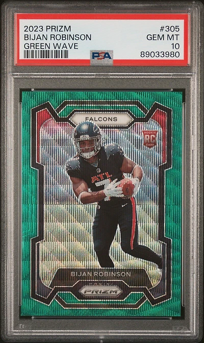 2023 Panini Prizm 305 Bijan Robinson Green Wave PSA 10