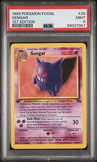 1999 Pokemon Fossil 20 Gengar 1st Edition PSA 9