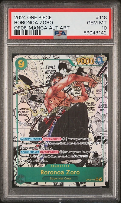2024 One Piece Wings Of The Captain 118 Roronoa Zoro Manga Alternate Art PSA 10