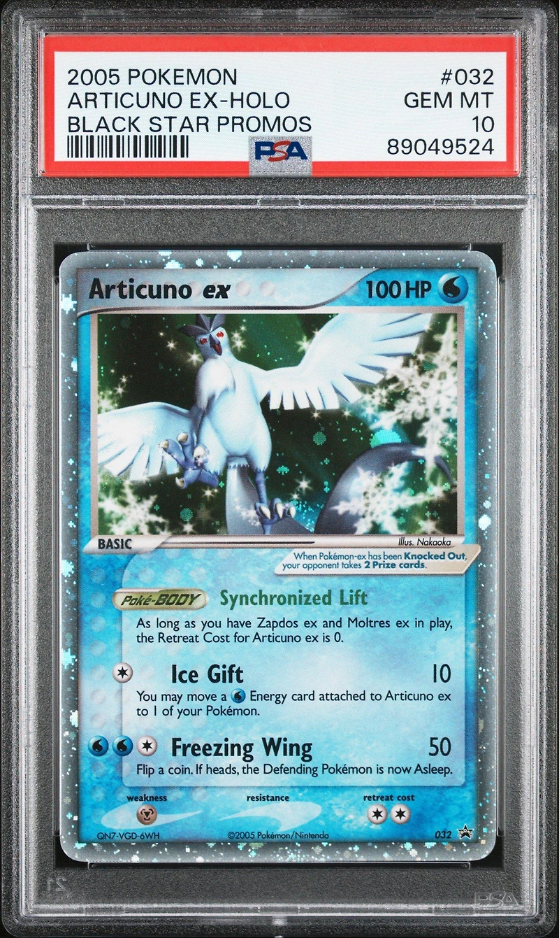 2005 Pokemon Black Star Promos 032 Articuno Ex-holo PSA 10
